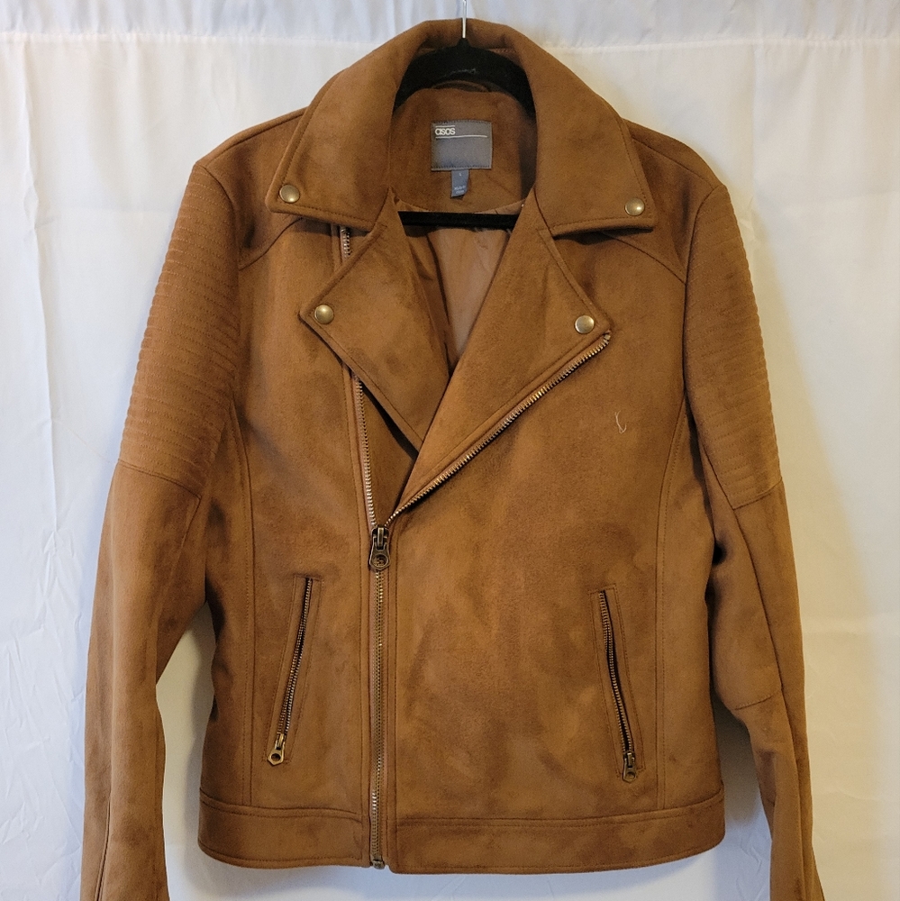 ASOS Brown Faux Suede Moto Jacket
